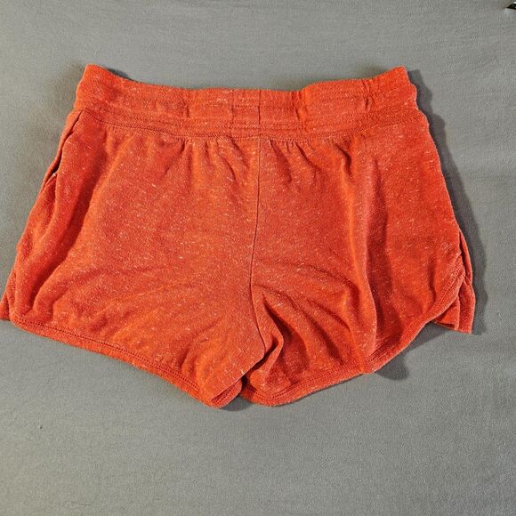 Womens Sweat Shorts Size Small Orange Elastic Waist Pockets Drawstring Workout - Picture 2 of 11